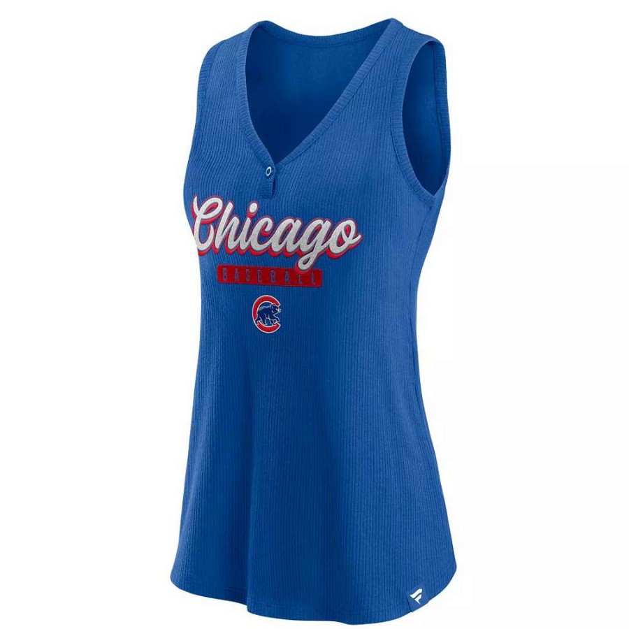 Tops * | Women'S Fanatics Branded Royal Chicago Cubs Iconic V-Neck Tank Top