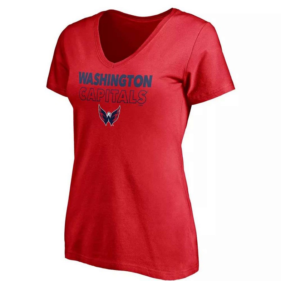 Tops * | Women'S Fanatics Branded Red/Heathered Gray Washington Capitals Short Sleeve & Long Sleeve V-Neck T-Shirt Combo Pack