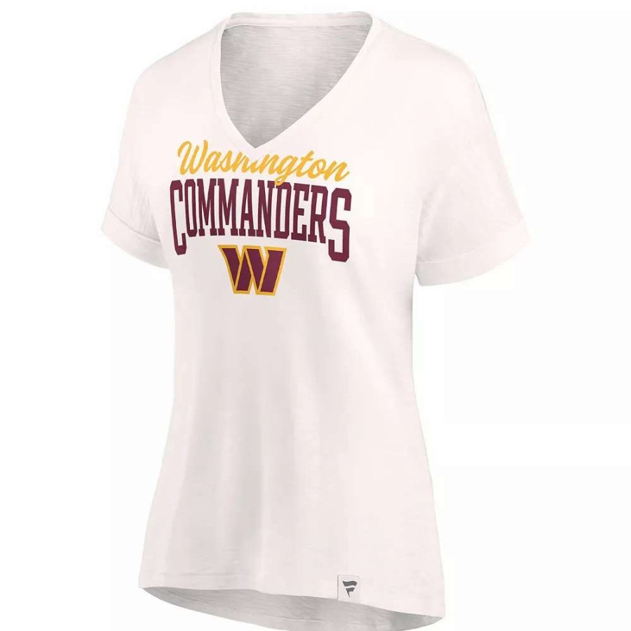 Tops * | Women'S Fanatics Branded Oatmeal Washington Commanders Motivating Force V-Neck T-Shirt