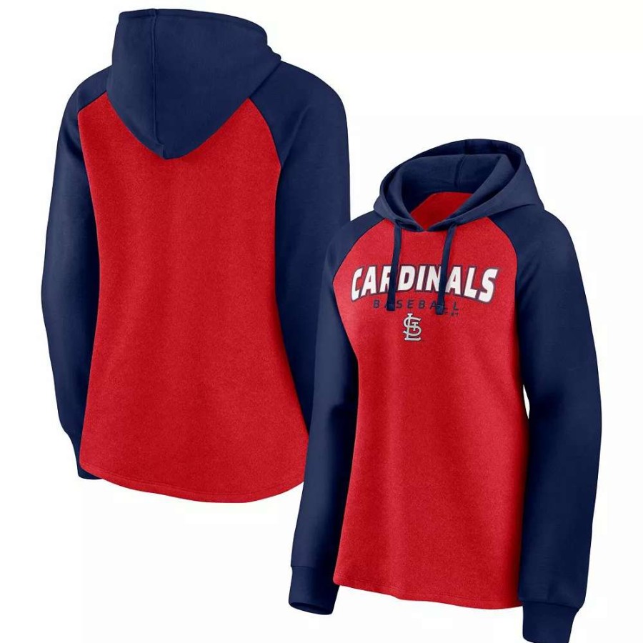 Tops * | Women'S Fanatics Branded Red/Navy St. Louis Cardinals Recharged Raglan Pullover Hoodie