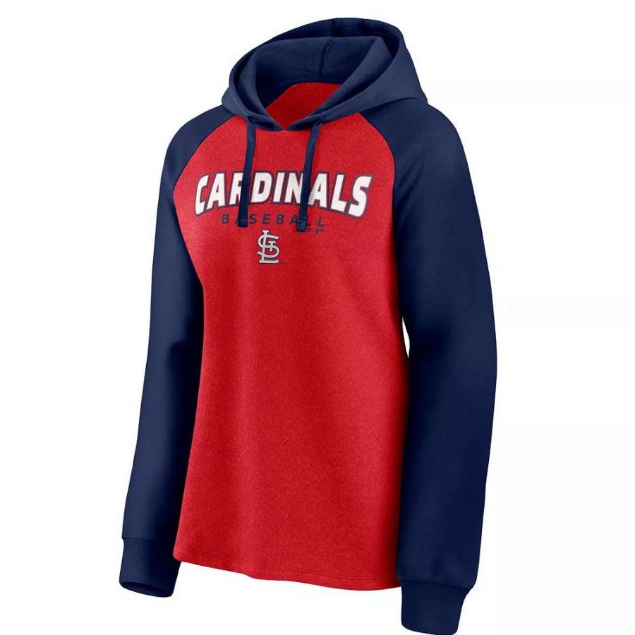 Tops * | Women'S Fanatics Branded Red/Navy St. Louis Cardinals Recharged Raglan Pullover Hoodie