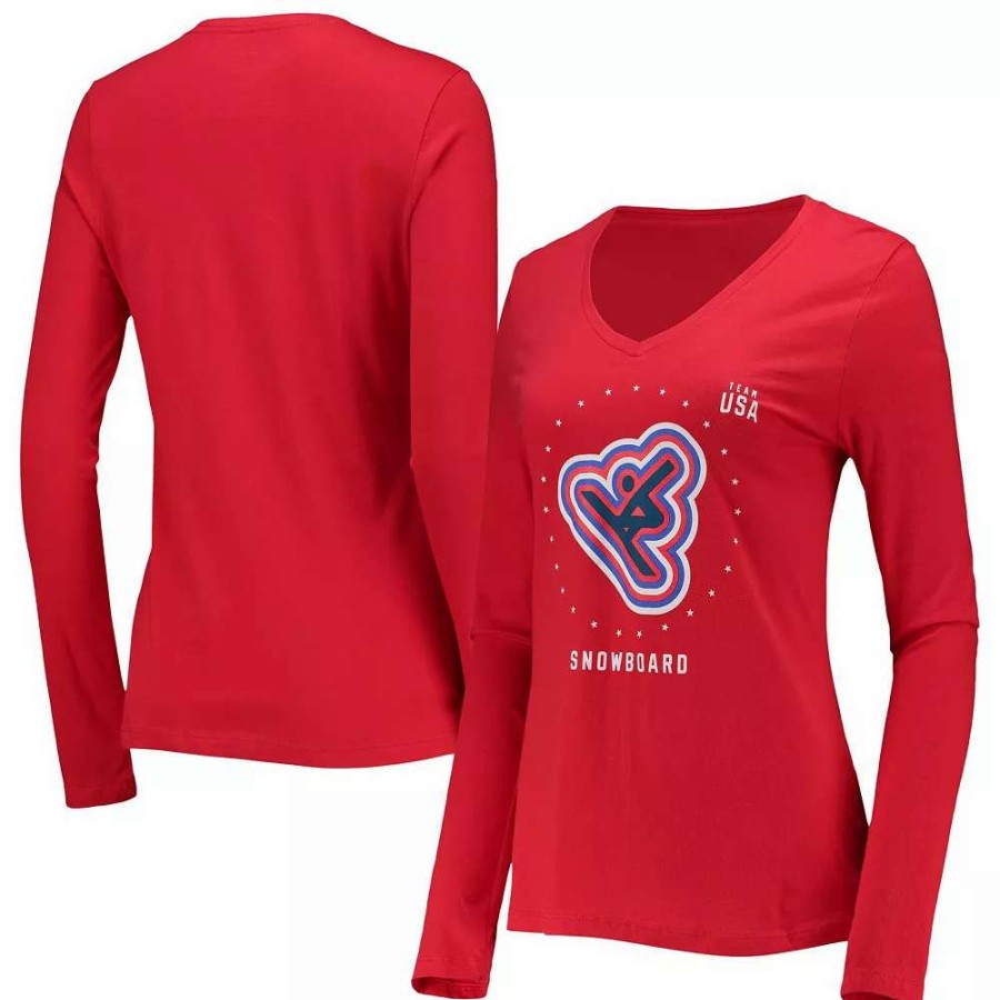 Tops * | Women'S Fanatics Branded Red Team Usa Snowboarding Long Sleeve T-Shirt