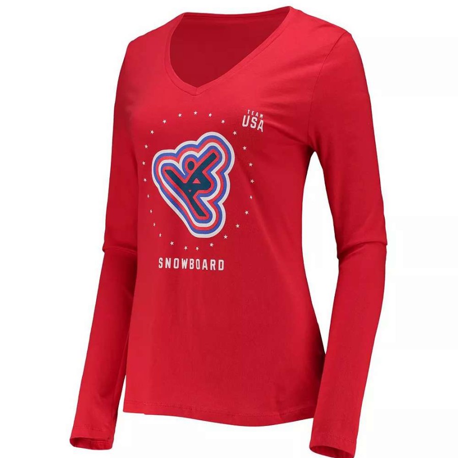 Tops * | Women'S Fanatics Branded Red Team Usa Snowboarding Long Sleeve T-Shirt