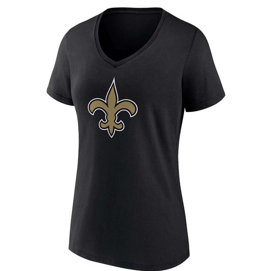 Tops * | Women'S Fanatics Branded Alvin Kamara Black New Orleans Saints Player Icon Name & Number V-Neck T-Shirt