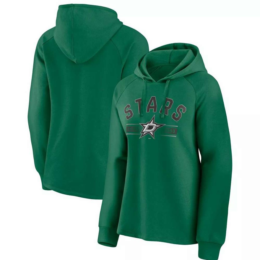 Tops * | Women'S Fanatics Branded Kelly Green Dallas Stars Perfect Play Raglan Pullover Hoodie