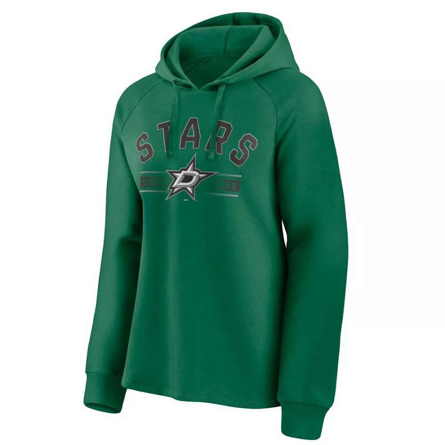 Tops * | Women'S Fanatics Branded Kelly Green Dallas Stars Perfect Play Raglan Pullover Hoodie