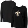 Tops * | Women'S Fanatics Branded Black New Orleans Saints Plus Size Primary Logo Long Sleeve T-Shirt