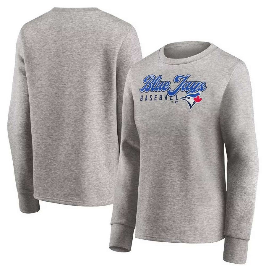 Tops * | Women'S Fanatics Branded Heathered Gray Toronto Blue Jays Crew Pullover Sweater