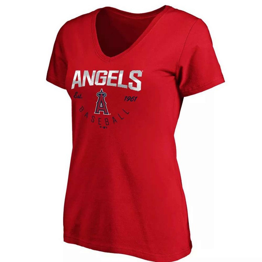 Tops * | Women'S Fanatics Branded Red Los Angeles Angels Live For It V-Neck T-Shirt