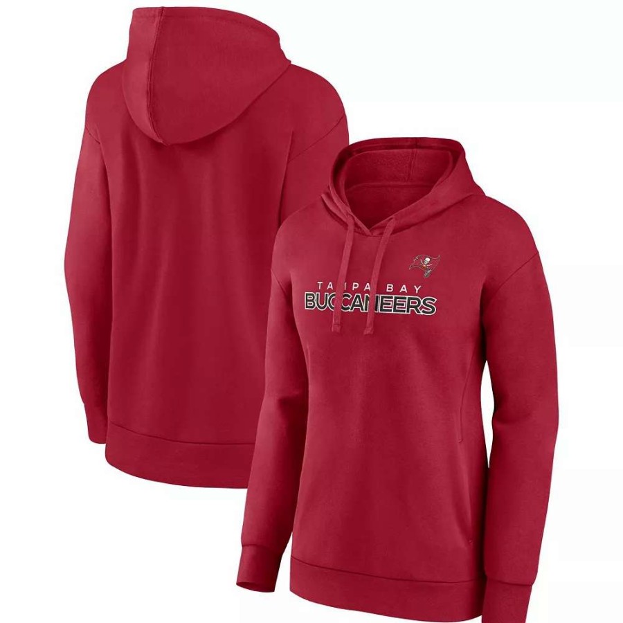 Tops * | Women'S Fanatics Branded Red Tampa Bay Buccaneers Checklist Crossover V-Neck Pullover Hoodie