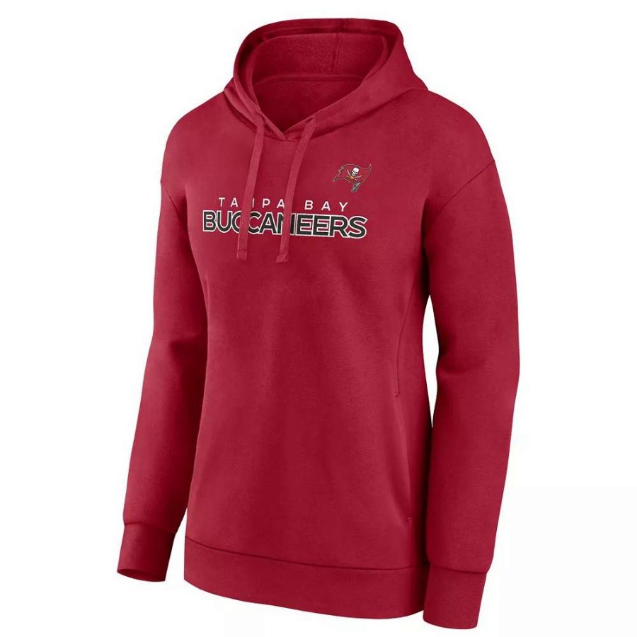 Tops * | Women'S Fanatics Branded Red Tampa Bay Buccaneers Checklist Crossover V-Neck Pullover Hoodie