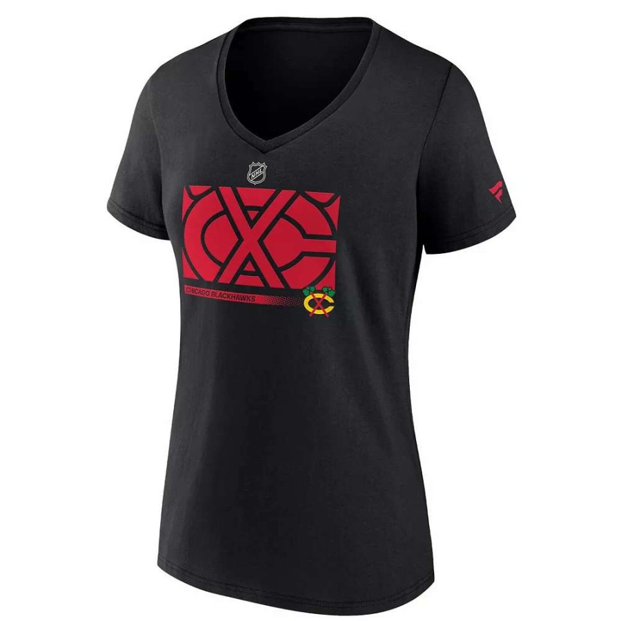 Tops * | Women'S Fanatics Branded Black Chicago Blackhawks Authentic Pro Core Collection Secondary Logo V-Neck T-Shirt