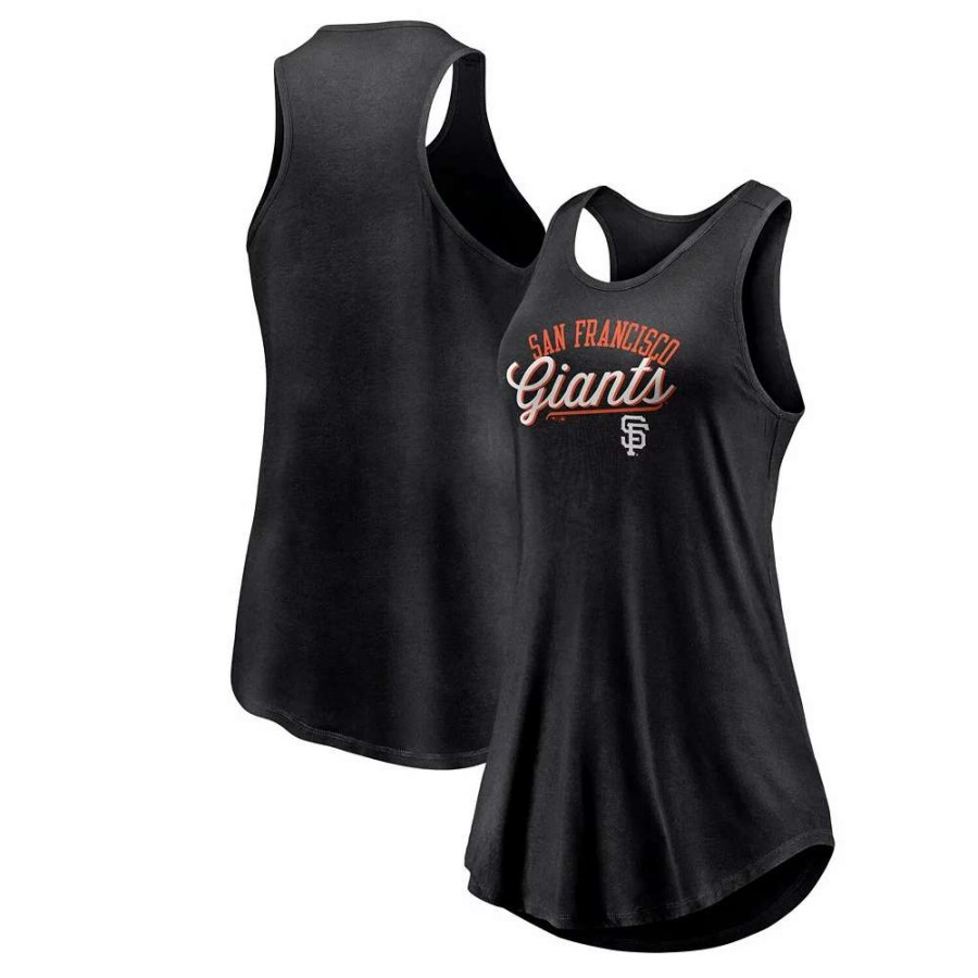 Tops * | Women'S Fanatics Branded Black San Francisco Giants Simplicity Swing Racerback Scoop Neck Tank Top