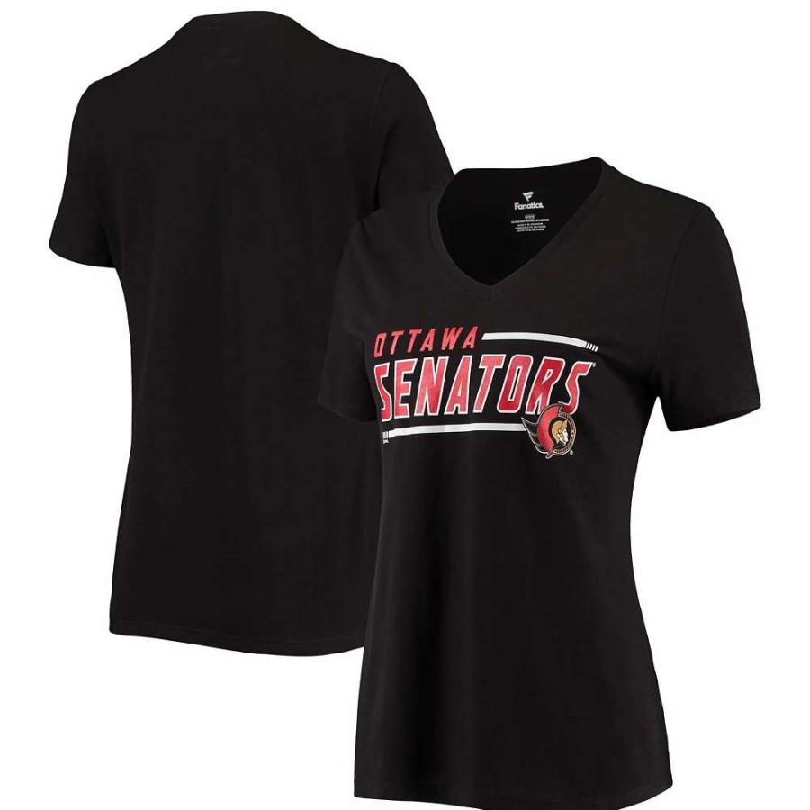 Tops * | Women'S Fanatics Branded Black Ottawa Senators Mascot In Bounds V-Neck T-Shirt