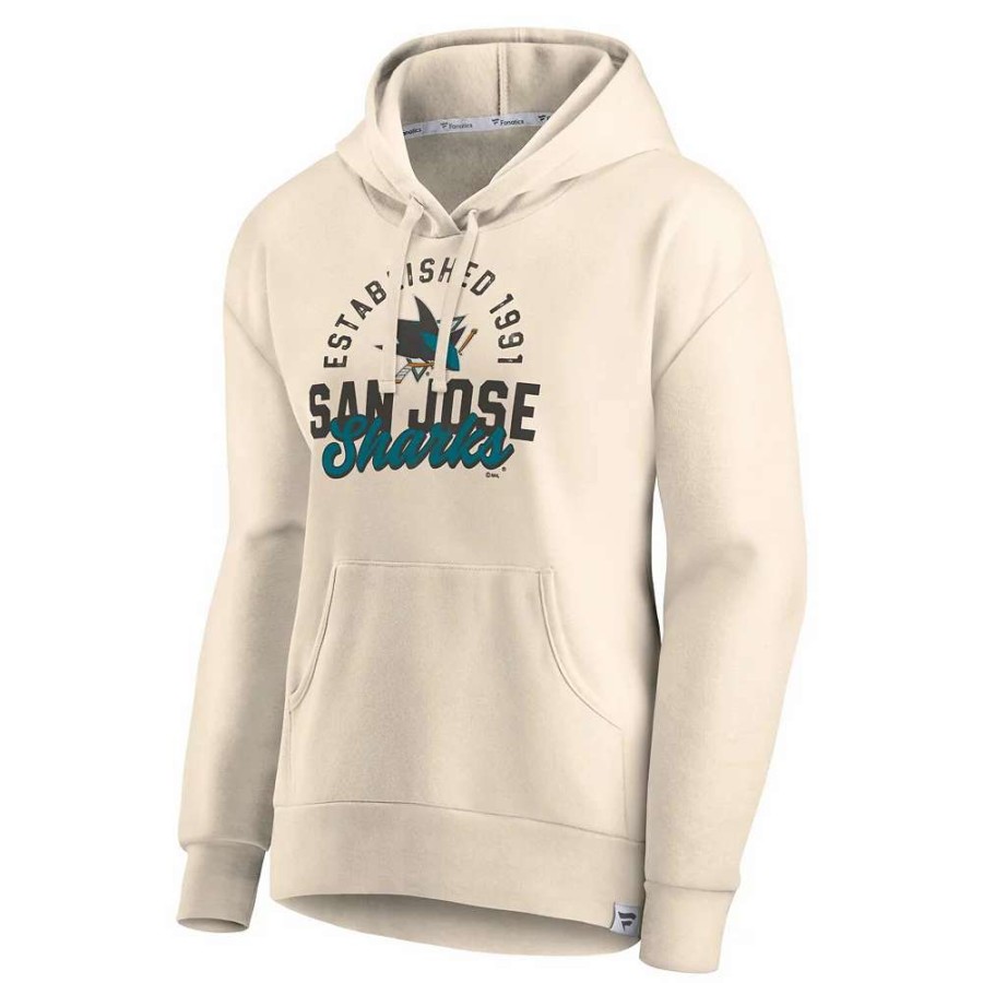 Tops * | Women'S Fanatics Branded Oatmeal San Jose Sharks Carry The Puck Pullover Hoodie Sweatshirt