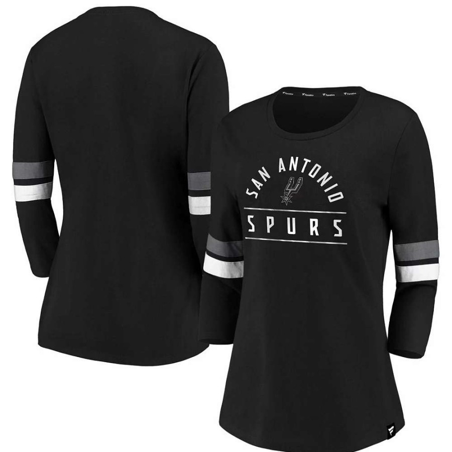 Tops * | Women'S Fanatics Branded Black San Antonio Spurs Iconic Prolific Modern 3/4-Sleeve T-Shirt