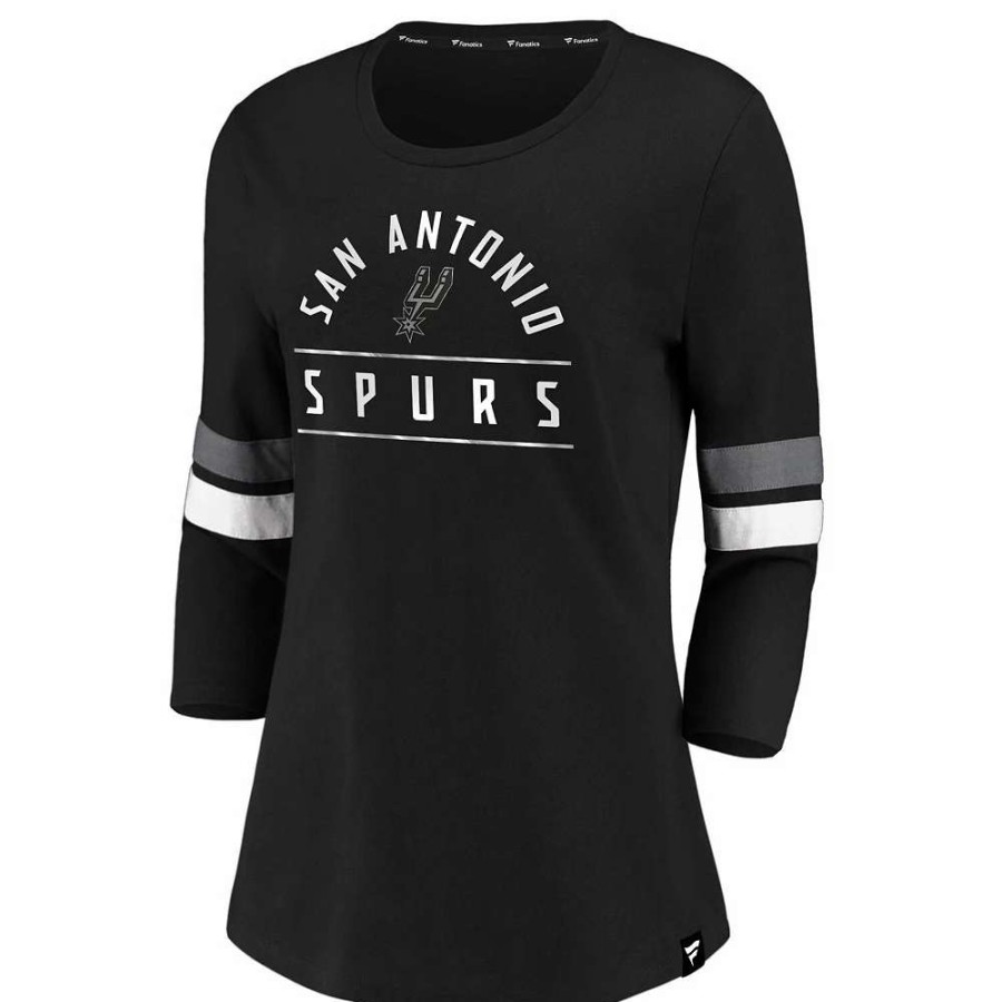 Tops * | Women'S Fanatics Branded Black San Antonio Spurs Iconic Prolific Modern 3/4-Sleeve T-Shirt