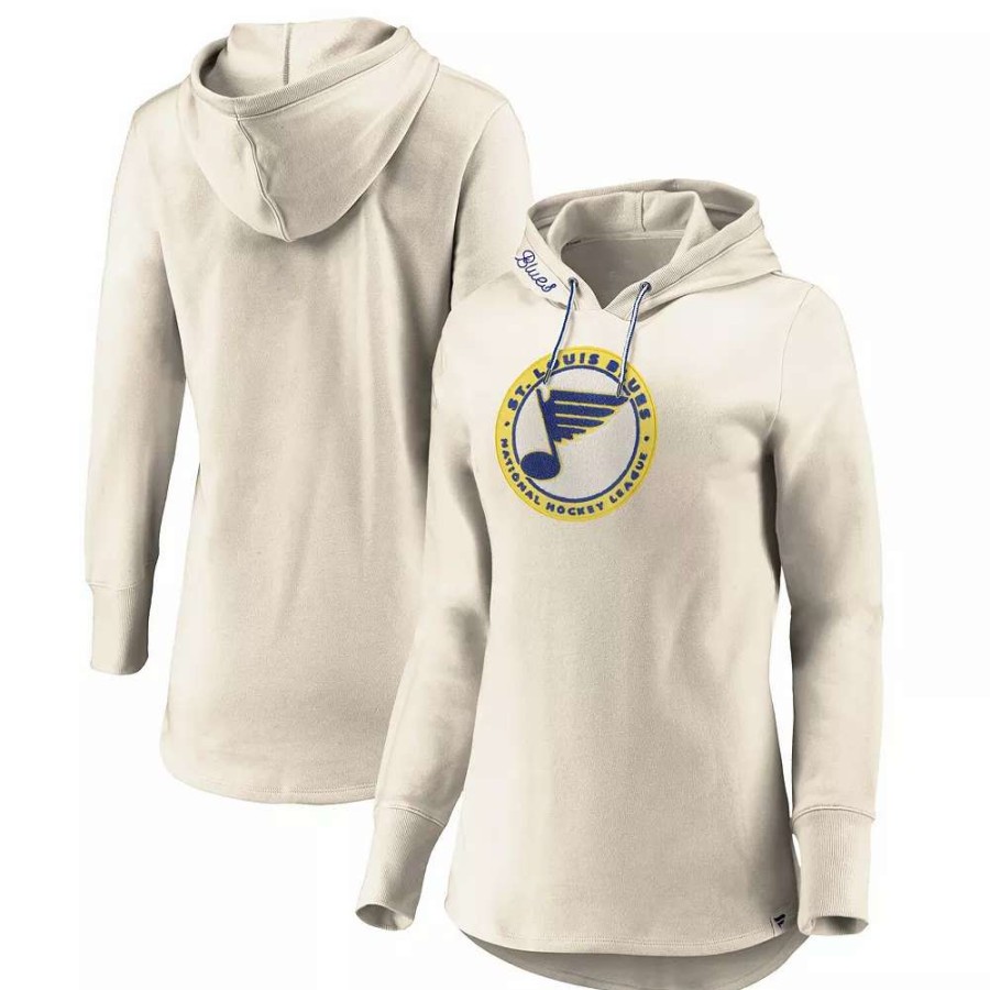 Tops * | Women'S Fanatics Branded Oatmeal St. Louis Blues True Classics Signature Fleece Pullover Hoodie