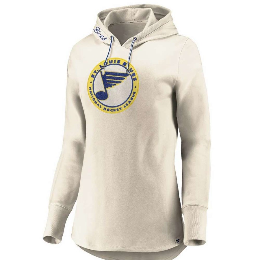 Tops * | Women'S Fanatics Branded Oatmeal St. Louis Blues True Classics Signature Fleece Pullover Hoodie