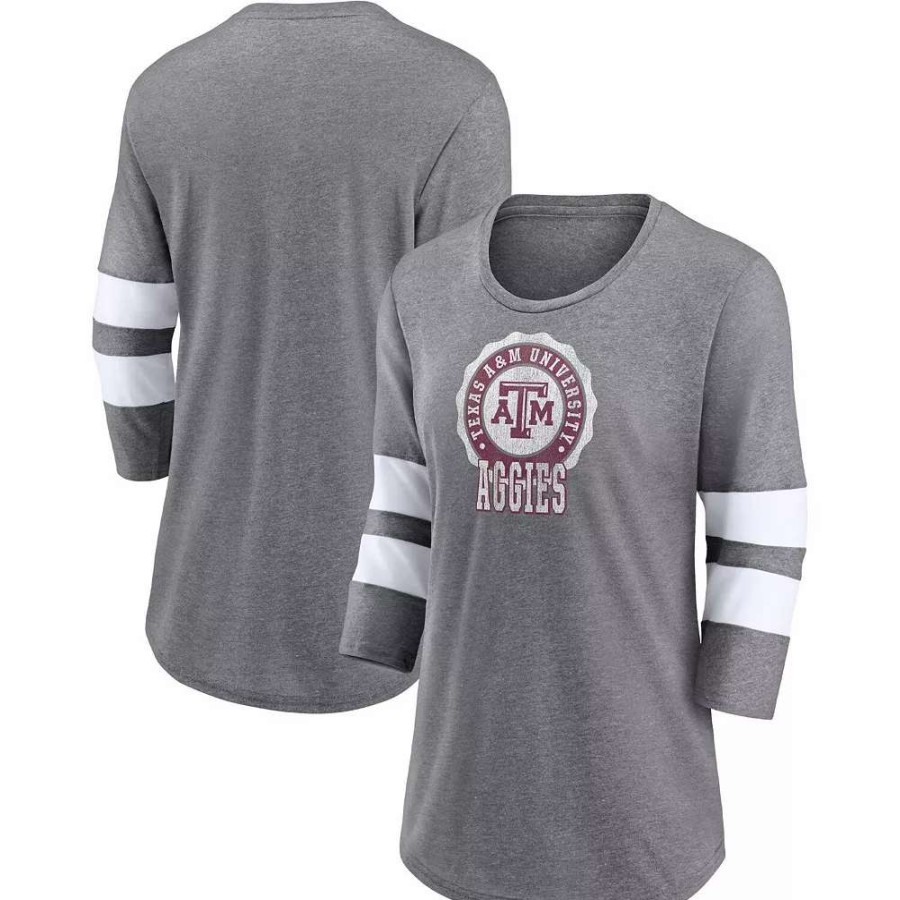 Tops * | Women'S Fanatics Branded Heathered Gray Texas A&M Aggies Drive Forward Tri-Blend 3/4-Sleeve T-Shirt