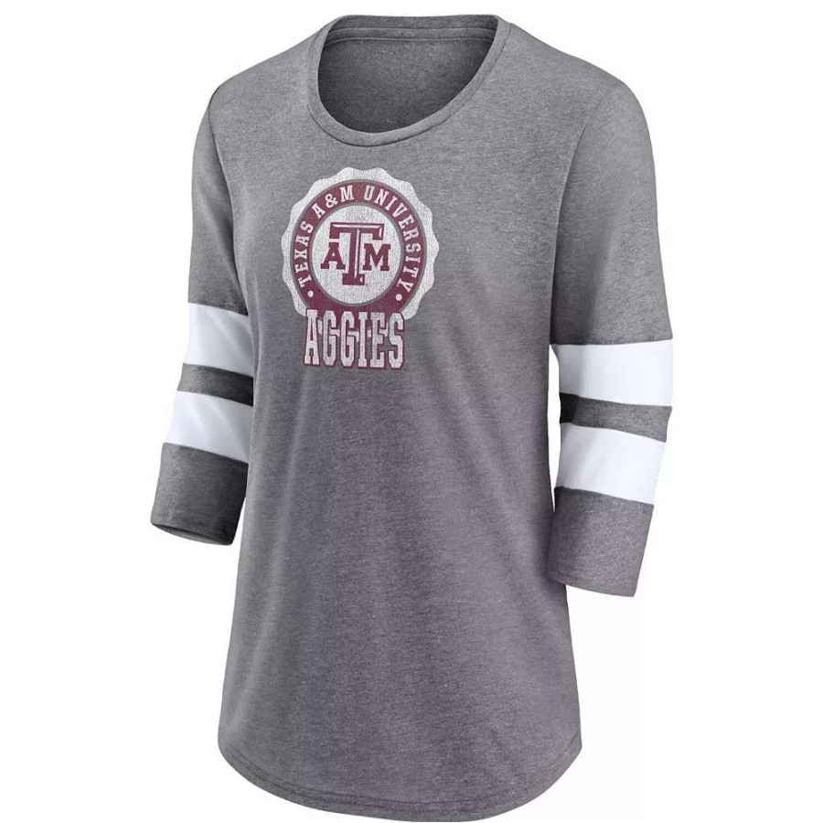 Tops * | Women'S Fanatics Branded Heathered Gray Texas A&M Aggies Drive Forward Tri-Blend 3/4-Sleeve T-Shirt