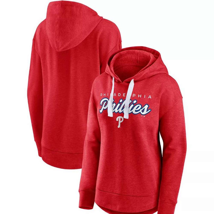 Tops * | Women'S Fanatics Branded Heathered Red Philadelphia Phillies Set To Fly Pullover Hoodie