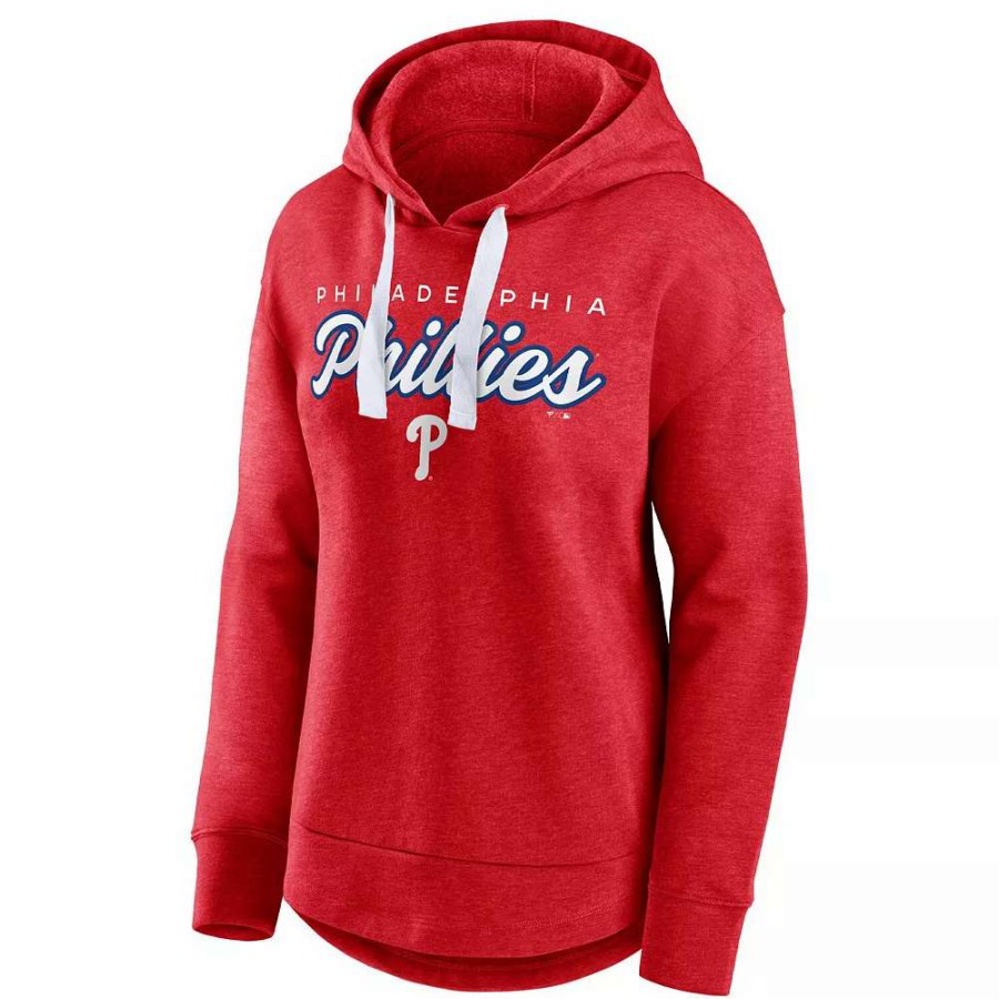 Tops * | Women'S Fanatics Branded Heathered Red Philadelphia Phillies Set To Fly Pullover Hoodie