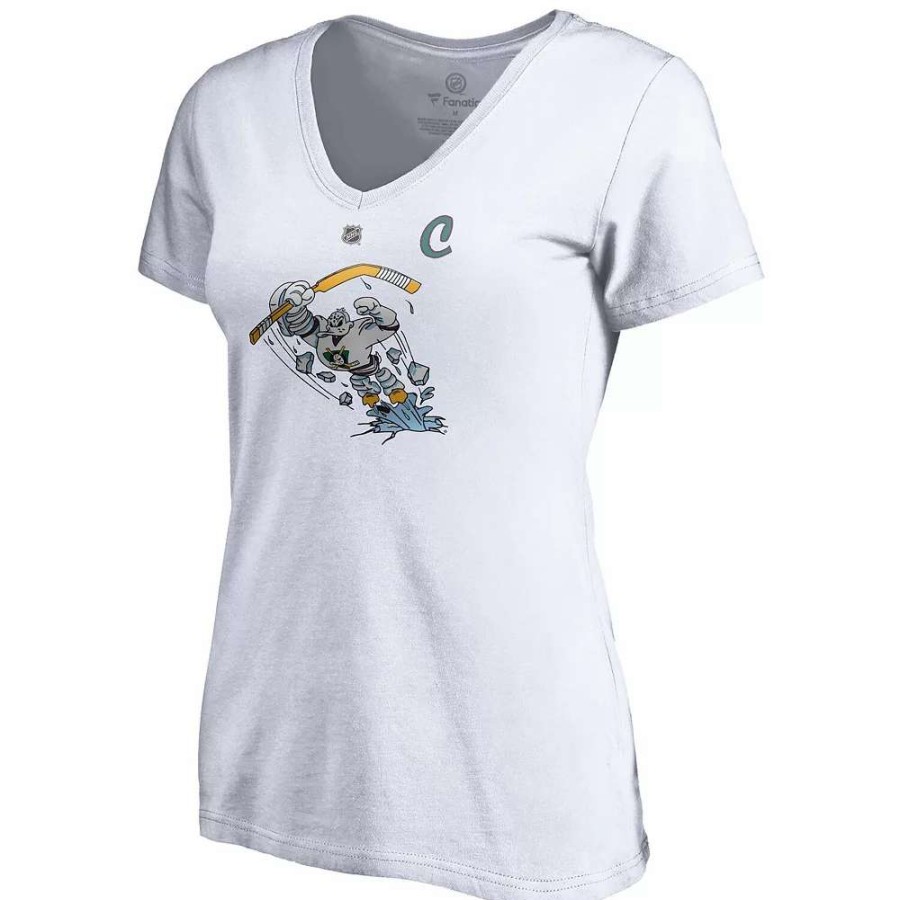 Tops * | Women'S Fanatics Branded Ryan Getzlaf White Anaheim Ducks 2020/21 Special Edition Authentic Stack Name & Number V-Neck T-Shirt