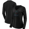 Tops * | Women'S Fanatics Branded Black Miami Marlins Core Team Long Sleeve V-Neck T-Shirt