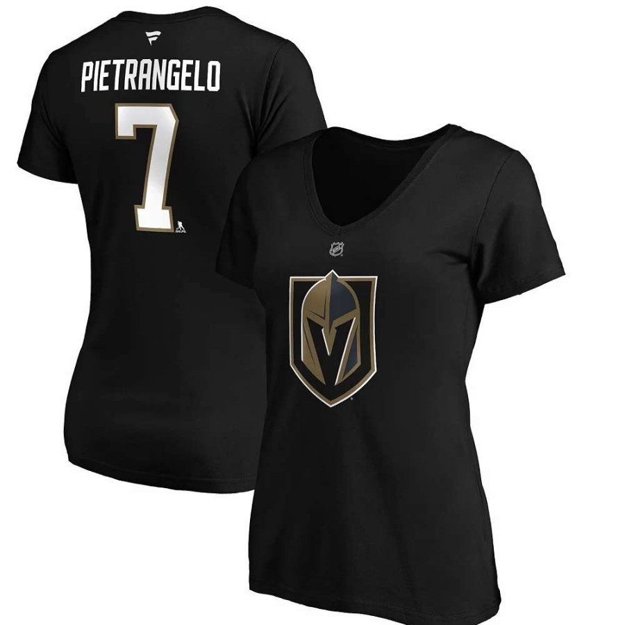 Tops * | Women'S Fanatics Branded Alex Pietrangelo Black Vegas Golden Knights Authentic Stack Name & Number V-Neck T-Shirt