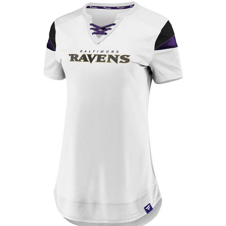 Tops * | Women'S Fanatics Branded Lamar Jackson White Baltimore Ravens Athena Name & Number Fashion Top