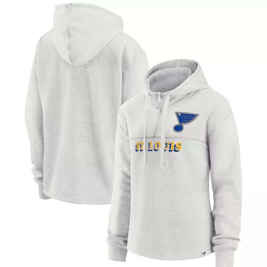 Tops * | Women'S Fanatics Branded Ash St. Louis Blues True Classics Legacy Quarter-Zip Hoodie