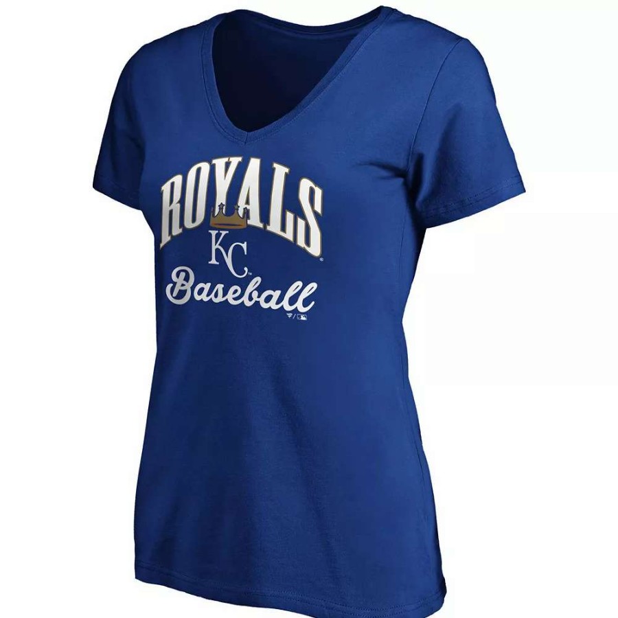 Tops * | Women'S Fanatics Branded Royal Kansas City Royals Victory Script V-Neck T-Shirt