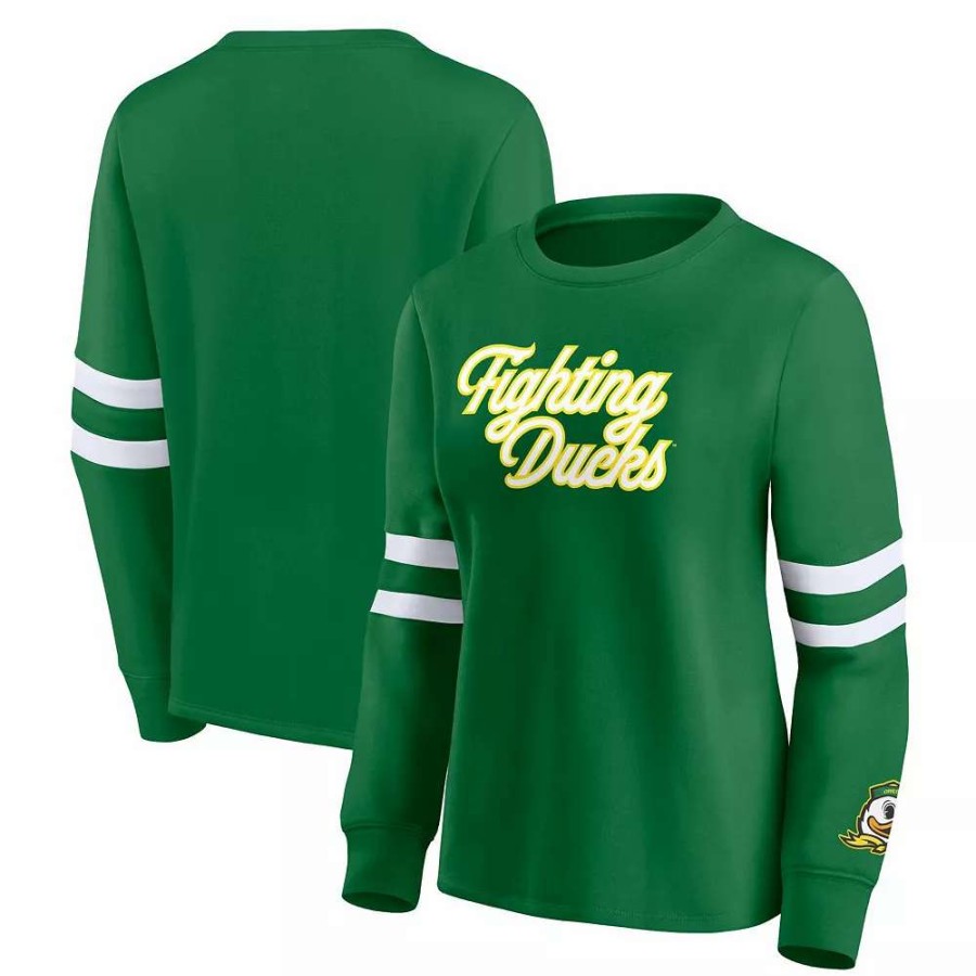 Tops * | Women'S Fanatics Branded Green Oregon Ducks Home Stretch Pullover Sweatshirt