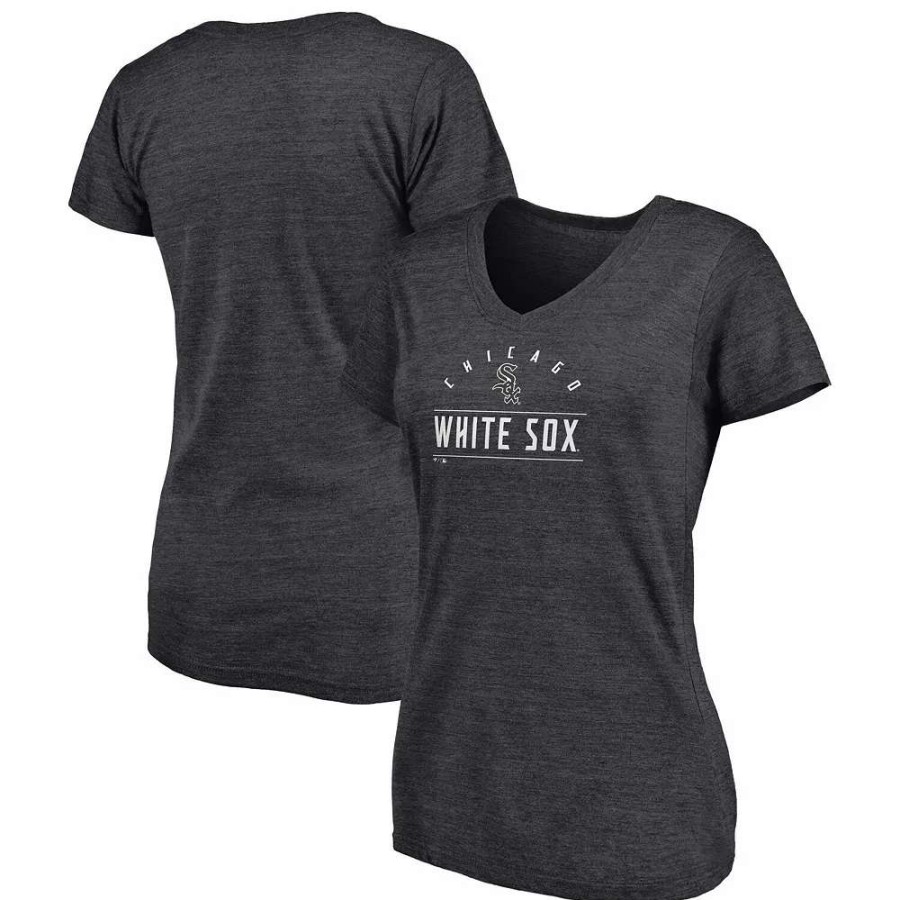 Tops * | Women'S Fanatics Branded Heather Charcoal Chicago White Sox League Leader V-Neck T-Shirt