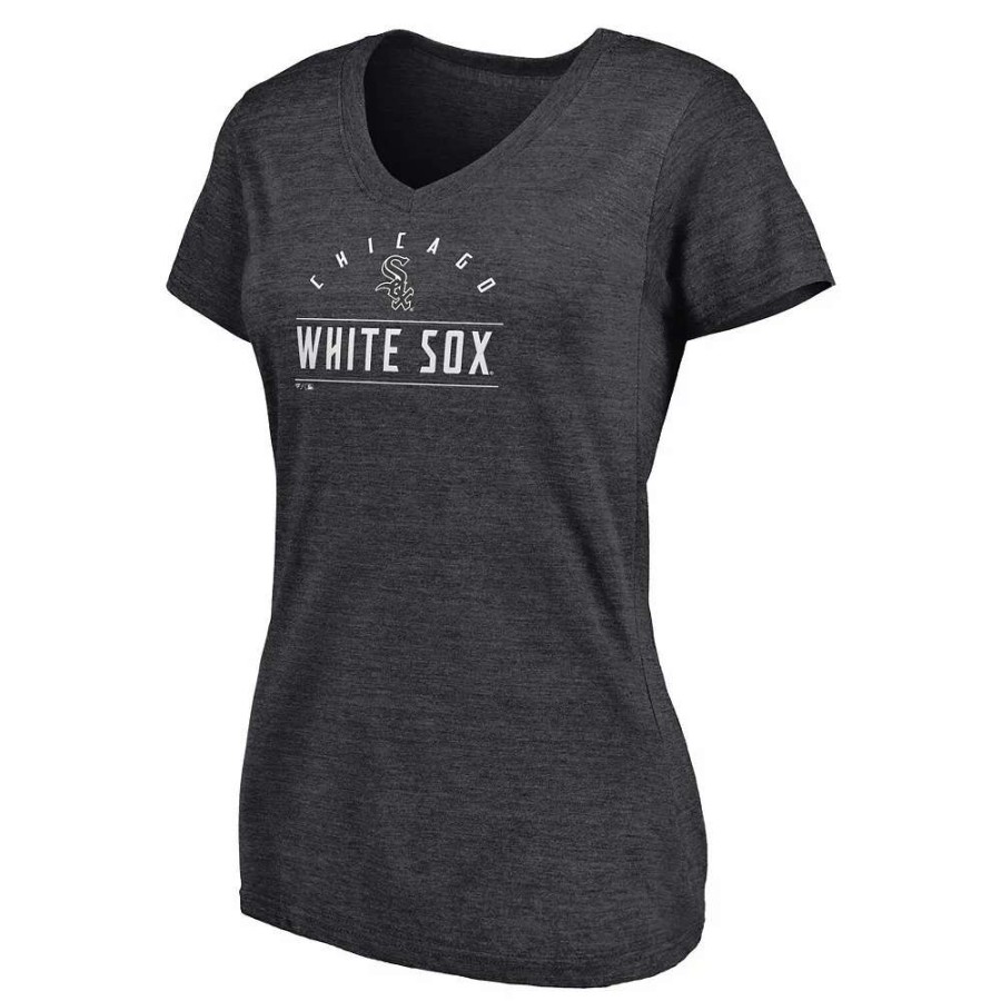 Tops * | Women'S Fanatics Branded Heather Charcoal Chicago White Sox League Leader V-Neck T-Shirt