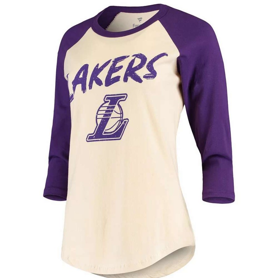 Tops * | Women'S Fanatics Branded Anthony Davis Cream Los Angeles Lakers Raglan 3/4-Sleeve T-Shirt