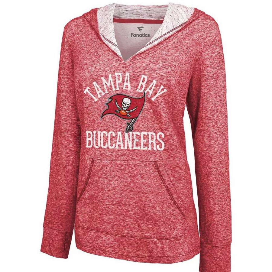 Tops * | Women'S Fanatics Branded Red Tampa Bay Buccaneers Doubleface Slub Pullover Hoodie