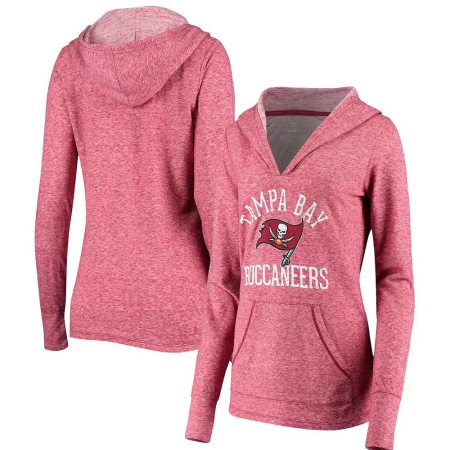 Tops * | Women'S Fanatics Branded Red Tampa Bay Buccaneers Doubleface Slub Pullover Hoodie