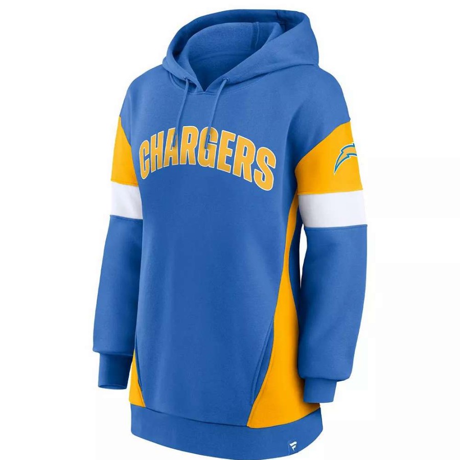 Tops * | Women'S Fanatics Branded Powder Blue/Gold Los Angeles Chargers Lock It Down Pullover Hoodie