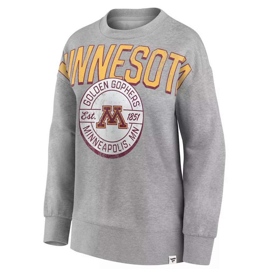 Tops * | Women'S Fanatics Branded Heathered Gray Minnesota Golden Gophers Jump Distribution Pullover Sweatshirt