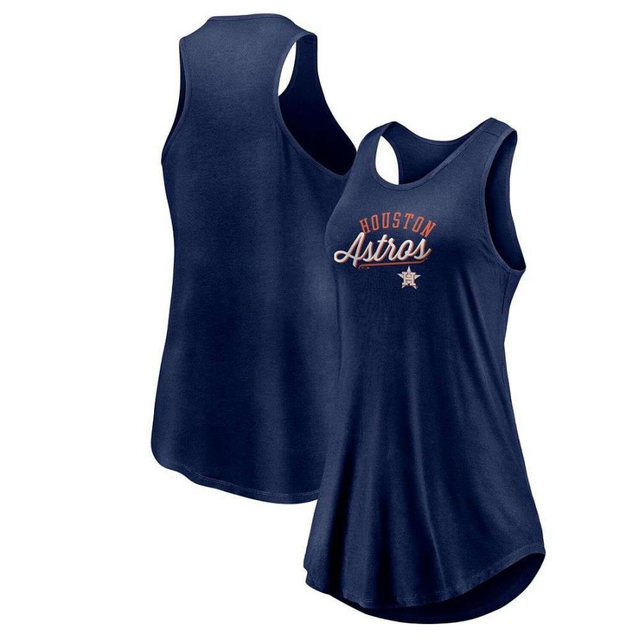 Tops * | Women'S Fanatics Branded Navy Houston Astros Simplicity Swing Racerback Scoop Neck Tank Top