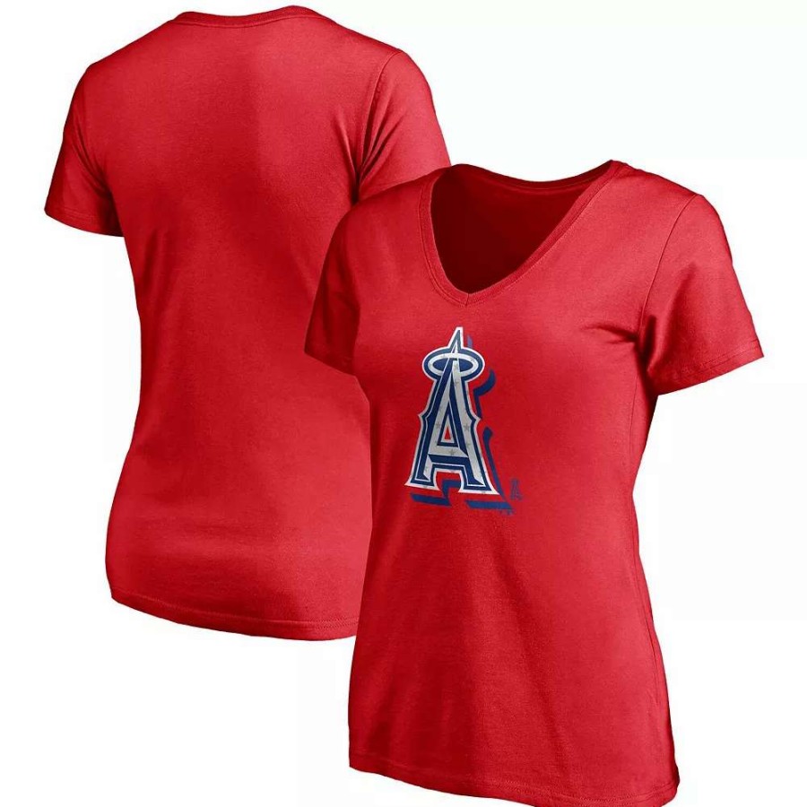 Tops * | Women'S Fanatics Branded Red Los Angeles Angels Red White & Team V-Neck T-Shirt