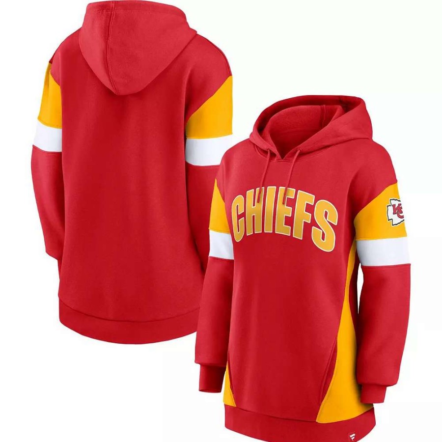 Tops * | Women'S Fanatics Branded Red/Gold Kansas City Chiefs Lock It Down Pullover Hoodie