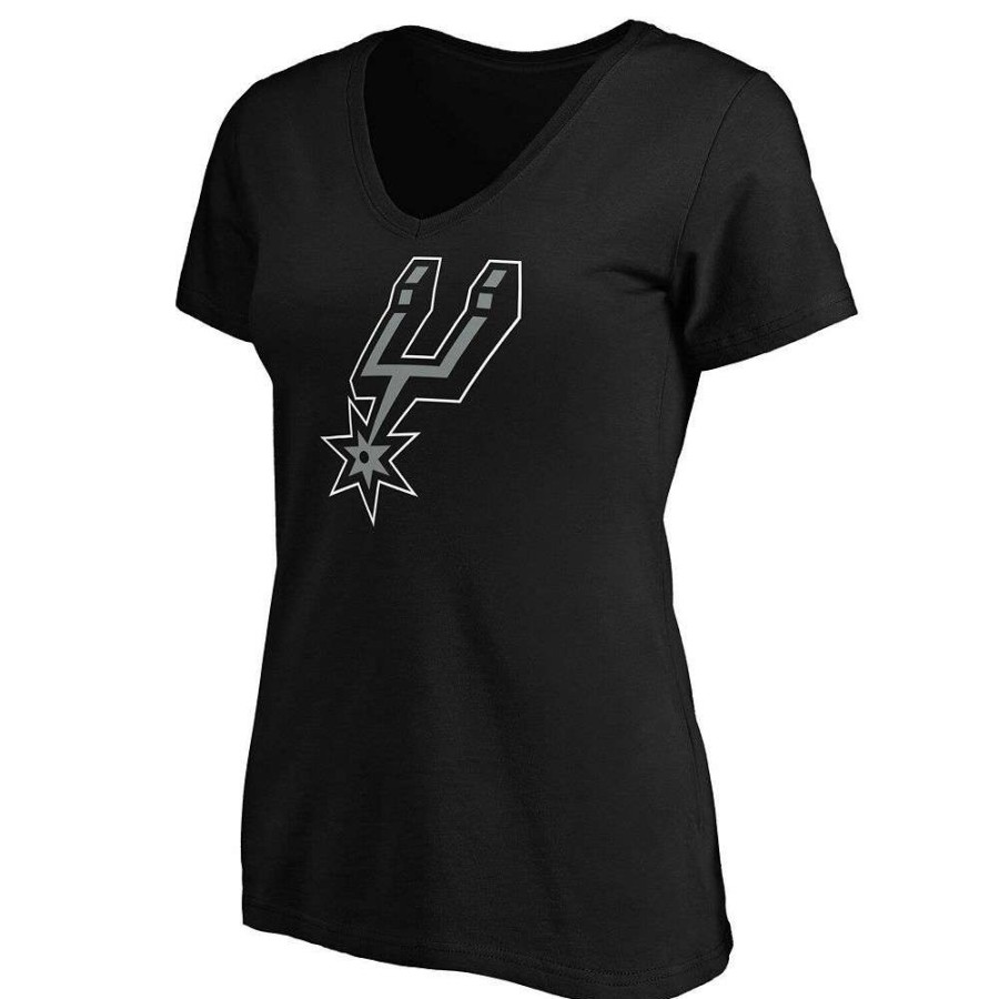 Tops * | Women'S Fanatics Branded Black San Antonio Spurs Primary Logo Team V-Neck T-Shirt