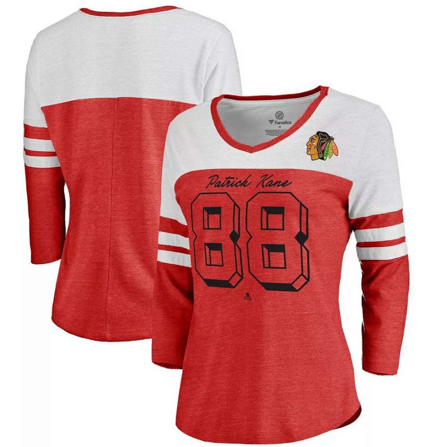 Tops * | Women'S Fanatics Branded Patrick Kane Red/White Chicago Blackhawks Big Shot 3/4 Sleeve Raglan T-Shirt