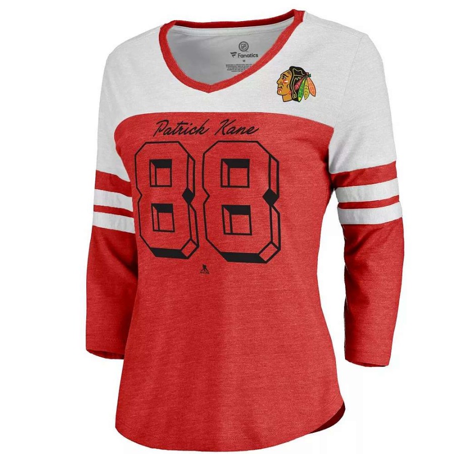 Tops * | Women'S Fanatics Branded Patrick Kane Red/White Chicago Blackhawks Big Shot 3/4 Sleeve Raglan T-Shirt