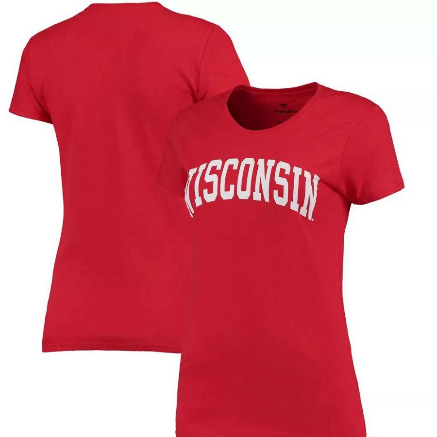 Tops * | Women'S Fanatics Branded Red Wisconsin Badgers Basic Arch T-Shirt