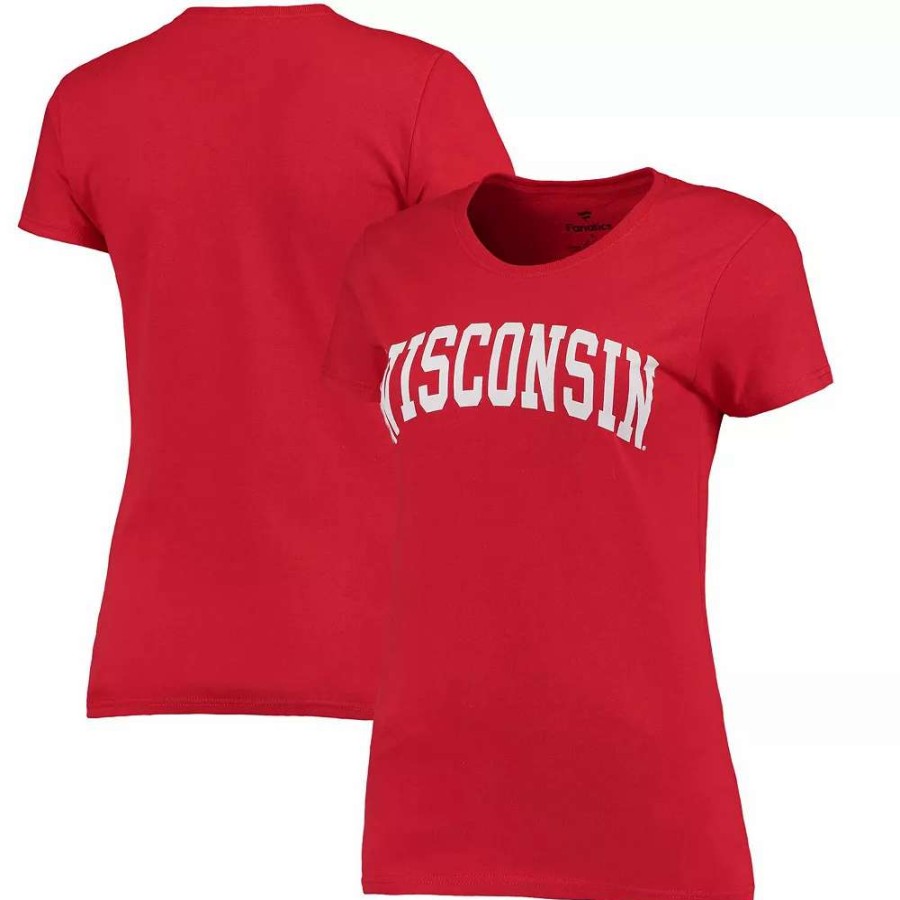 Tops * | Women'S Fanatics Branded Red Wisconsin Badgers Basic Arch T-Shirt