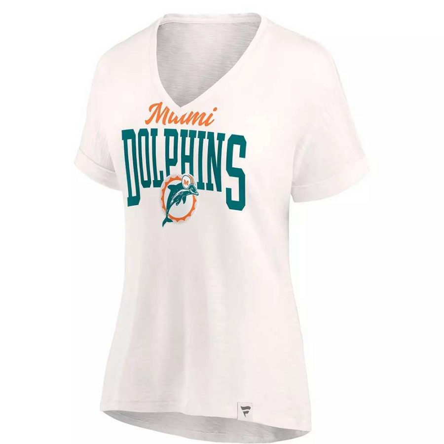 Tops * | Women'S Fanatics Branded Oatmeal Miami Dolphins Motivating Force V-Neck T-Shirt